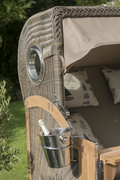 Strandkorb Westerland Teak Bullauge PE G...